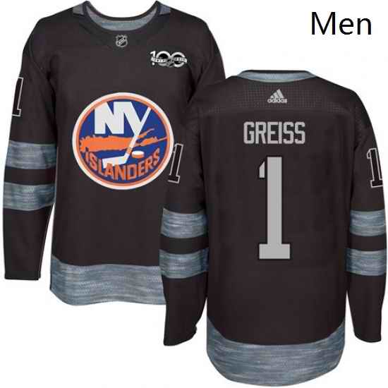 Mens Adidas New York Islanders 1 Thomas Greiss Premier Black 1917 2017 100th Anniversary NHL Jersey